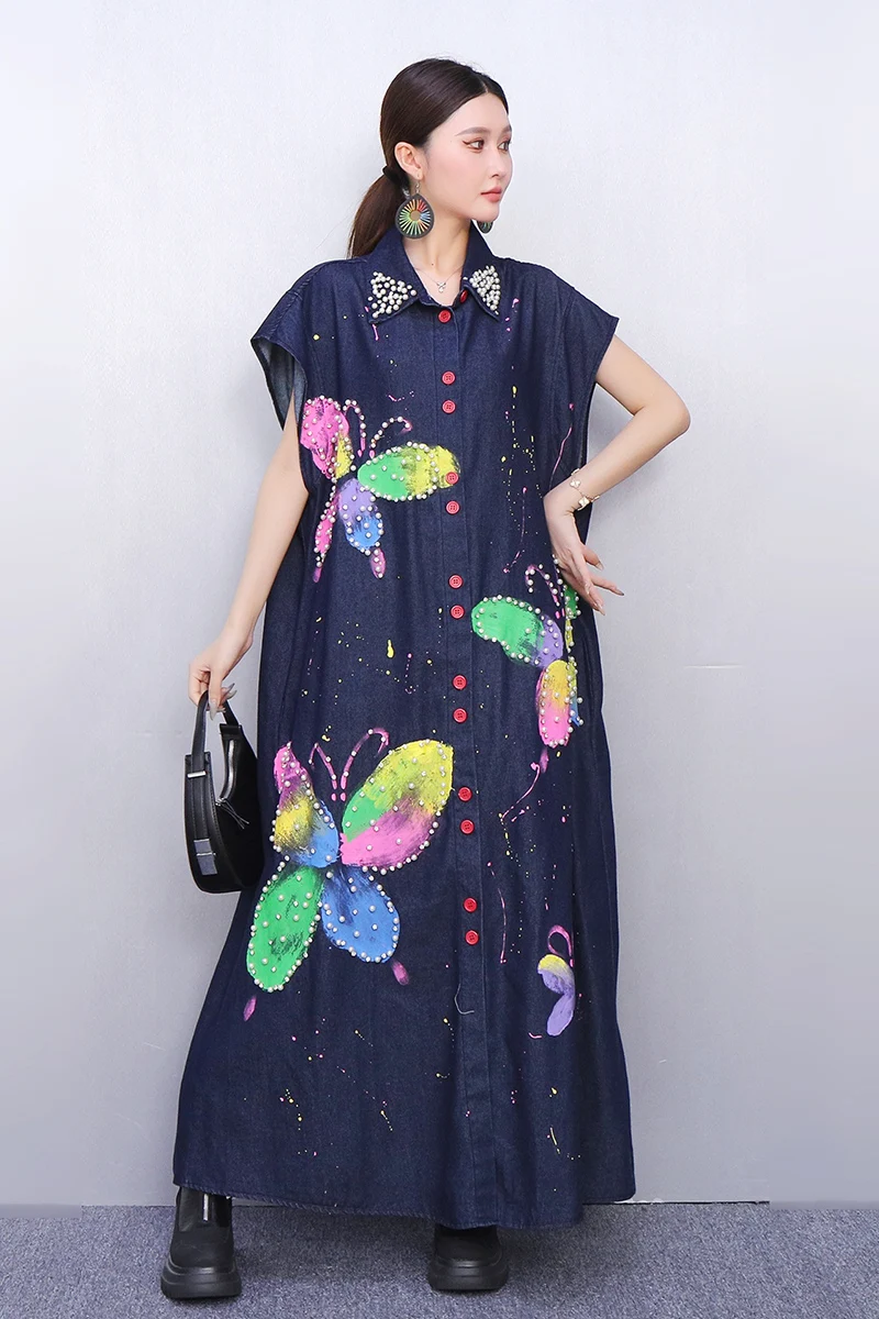 

Осень 2024, новые элегантные женские джинсовые свободные платья с короткими рукавами и принтом банта, женское платье с короткими рукавами, оптовая продажа J2031