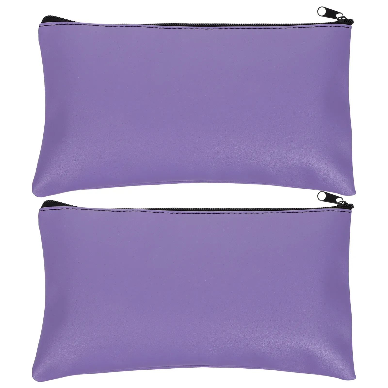 

2Pcs Cash Pouch Organizer - PU Zippered Money Bag for Receipts Checks Invoices Coins Bills Stationery Travel Wallet