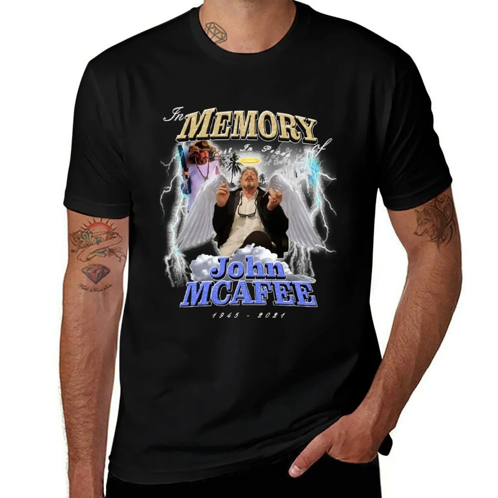 Great Model Rest In Peace John Mcafee Cool Graphic Gift T-Shirt Vintage Print Crew Neck Tee