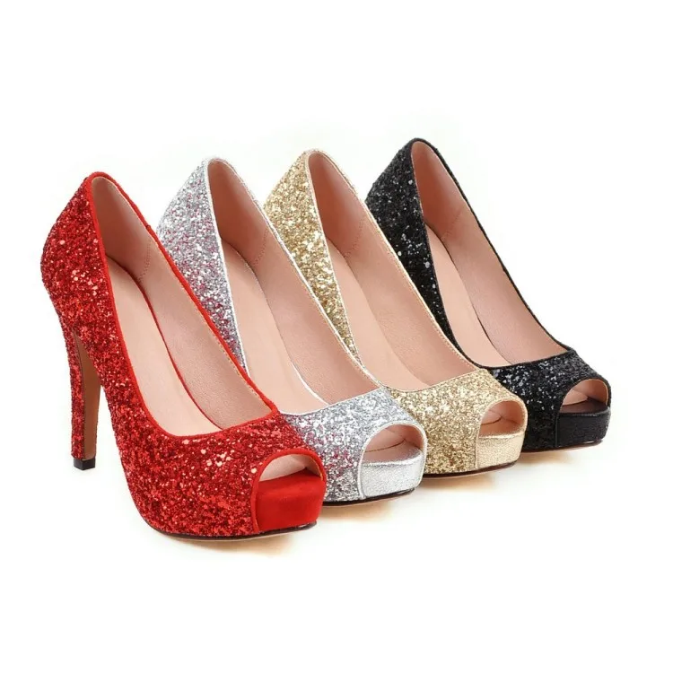 African Woman Shoe Gold Heels Sexy Pump Shallow Mouth Basketball Platform Slip On Bling Bling Peep Toe Nude Burgundy Lace-Up Ca