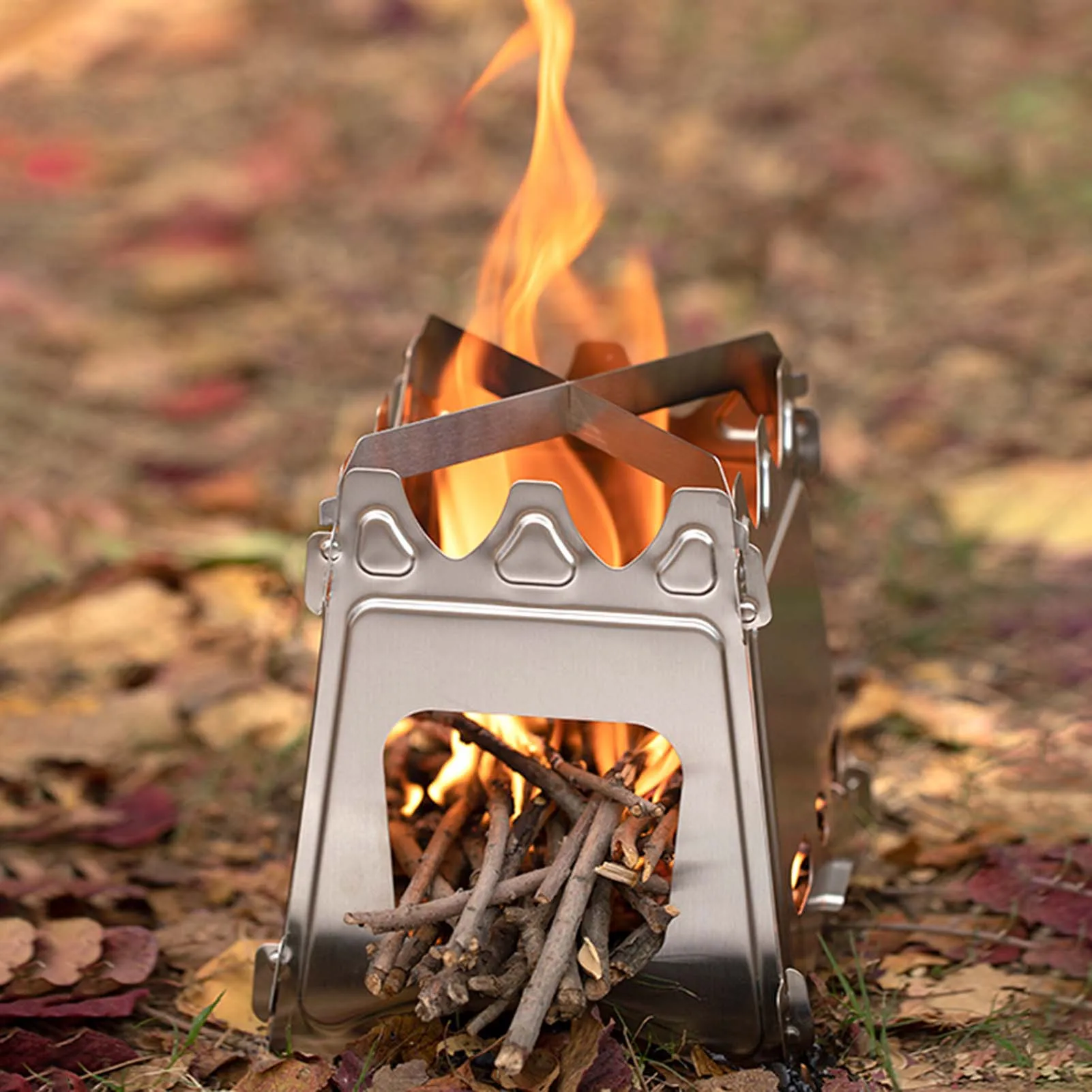 Portable Mini Charcoal Grill Stainless Steel Firewood Stove Durable Foldable Square Fire Pit Outdoor Camping Picnic BBQ Grill