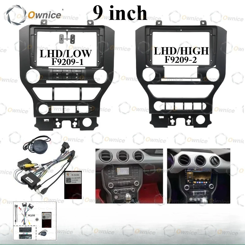 

Ownice 9" for Ford Mustang 2015 - 2018 Car Fascia Frame Adapter Canbus Box Android Radio Dashboard Fitting Panel Kit Face Plate