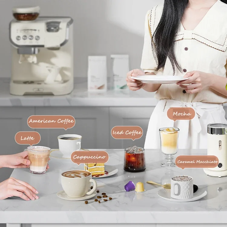 Comercial 6 In 1 Coffee Maker Professional Fully Automatic Built In Coffee Machine Capsule Maker