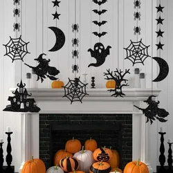 6pcs Halloween Hanging Banner ghirlanda spaventoso Spider Witch Ghost Bat ciondolo ornamento Happy Halloween Party decorazioni per la casa