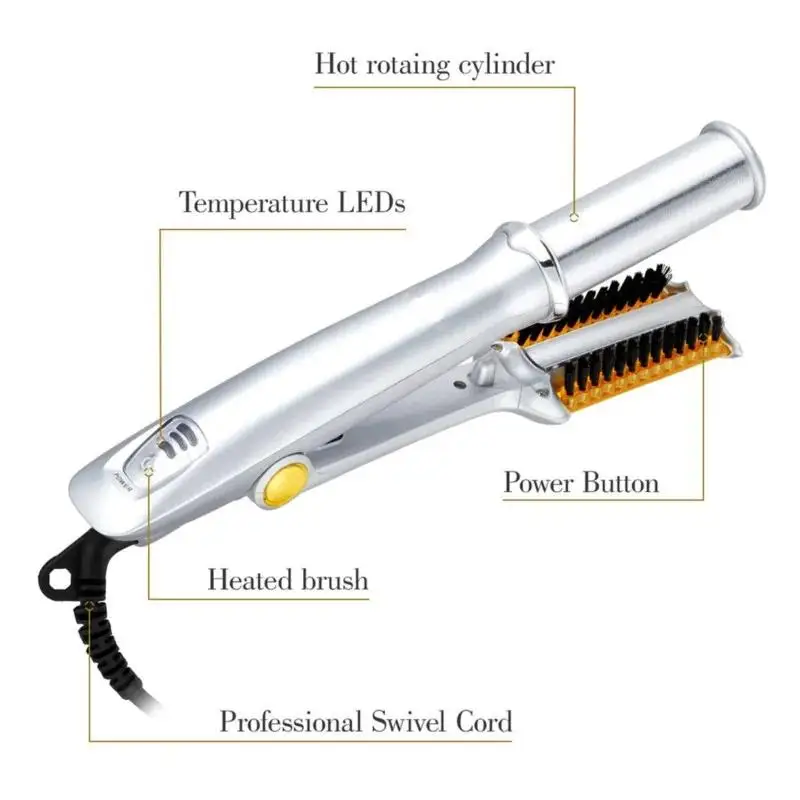 Hair Curling Iron Max 2-Way Rotating Hair Brush 2 In Hair Hairbrush Electric Straightener Curler Iron Curler Smoothing Hair 1