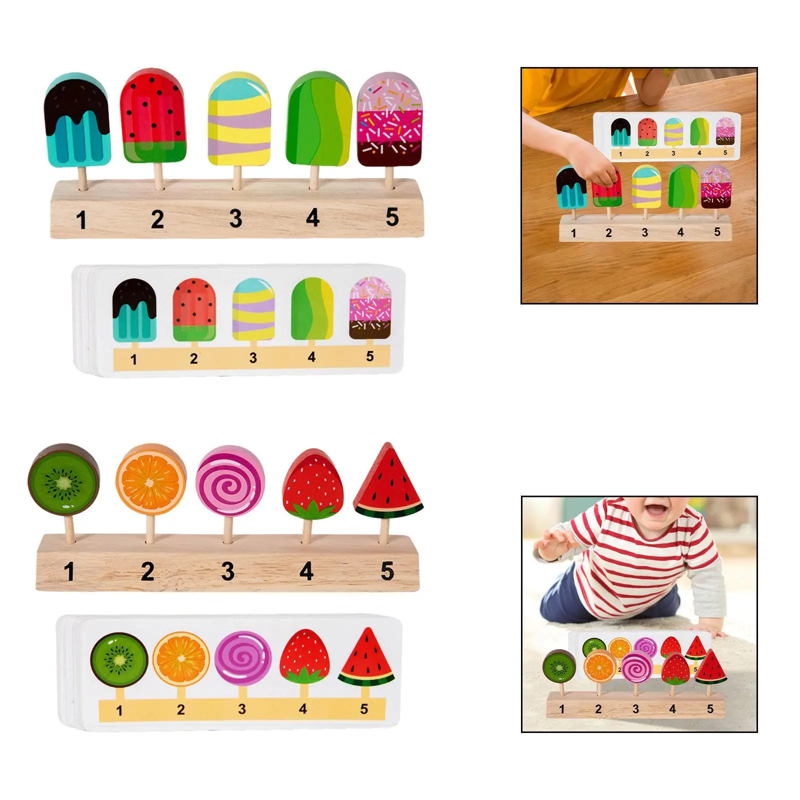 Wooden Ice Cream Playset for Children with Kitchen Accessories and Simulation Toys