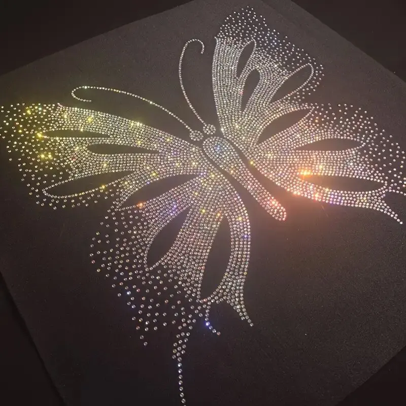 1Pc Sparkling Butterfly Rhinestone Transfer Decal - Diy Fashion Accessory For Clothing & Crafts, Non-Electric, Plastic/Cork Mate