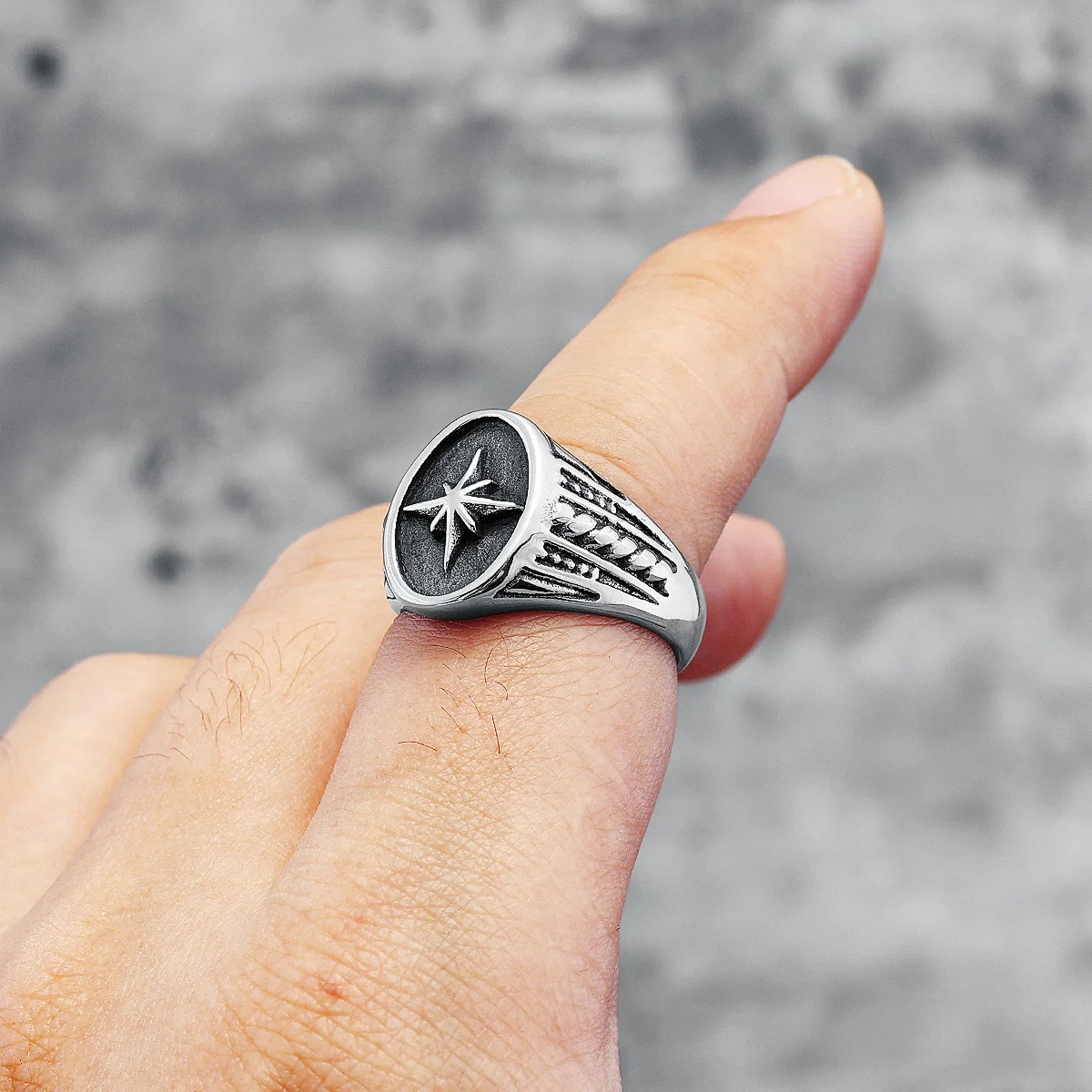 316L Stainless Steel Rings North Star Shining Fashion Men Cool Ring for Friend Rider Biker Jewelry Unique Best Gift Wholesale