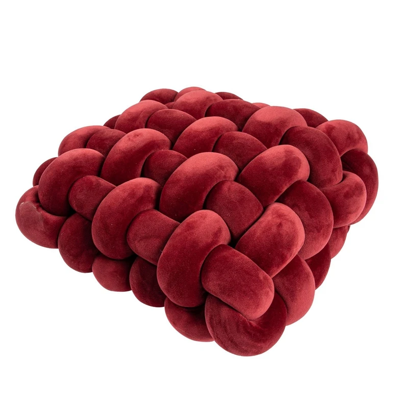 

Gift Knot Square Pillow Velvet Handmade Throw Pillow Decorative Knotted Cushion For Party Christmas Home Decor Red Cream Green