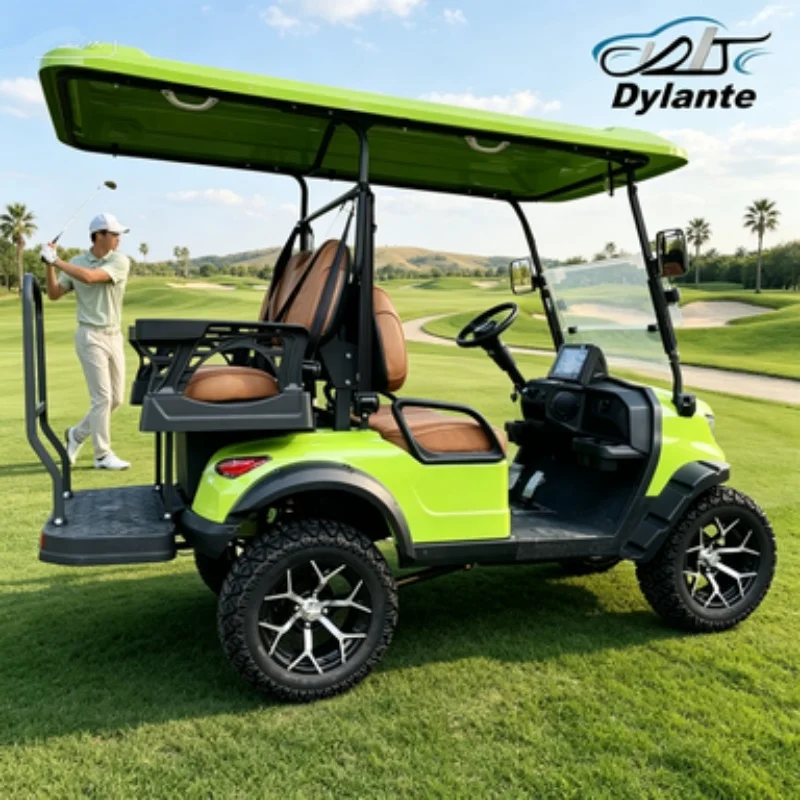4 Wheel Hunting Club Utility Vehicle Car Electric Golf Cart Tourist Car Bumper Front Basket Seat With Headrest 14 Inch Wheel