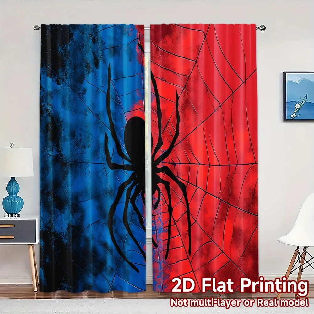 2D Flat Printing,JIT 2pcs, Curtains (Without Rod) DualWeb Arachne Chic Minimalist Curtains Versatile 100% Polyester Curtains