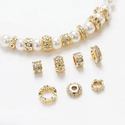 4PCS Pave Zircon Brass Spacer Bead for Jewelry Making Bracelet Beads Findings DIY Hand Made Necklace 14k Gold Plated Accessories