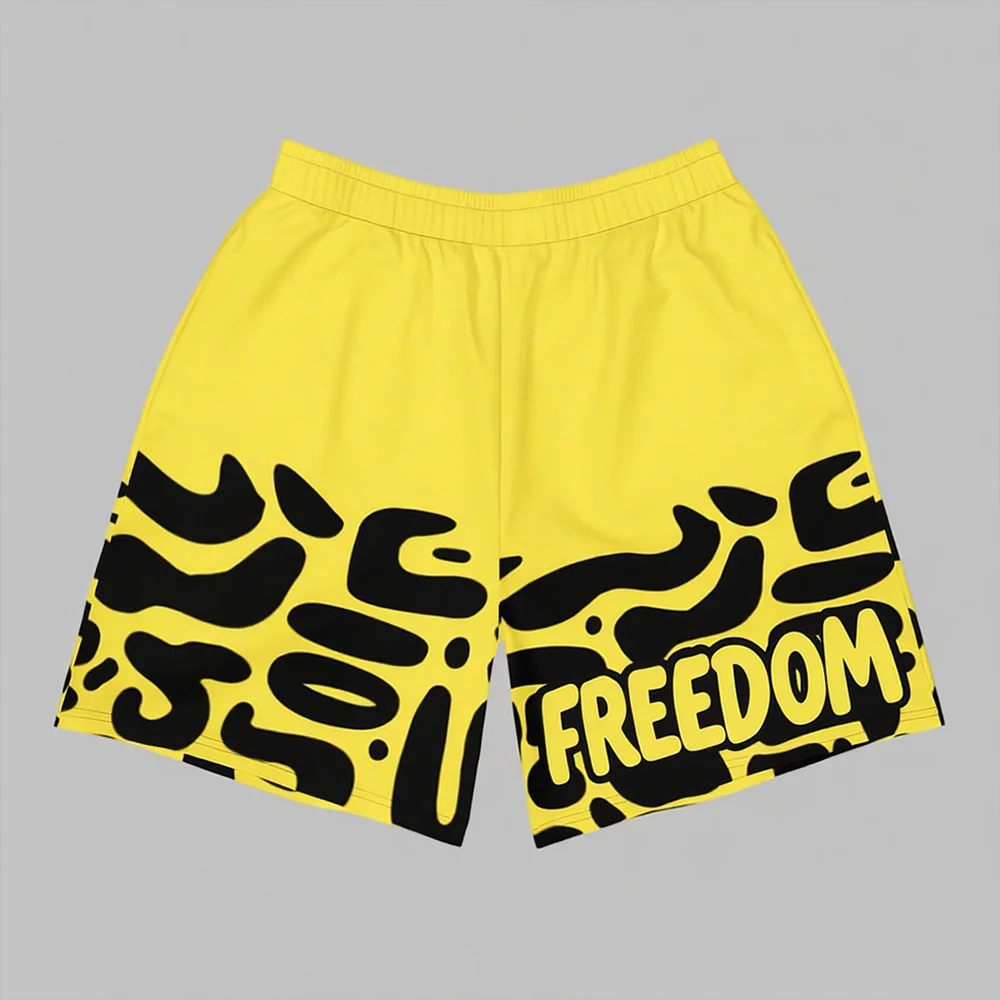 

Дышащие тренировочные шорты Summer Street Freedom 2025 года! Граффити Patterns × «FREEDOM» Blitz — для унисекс Attitude Flair!