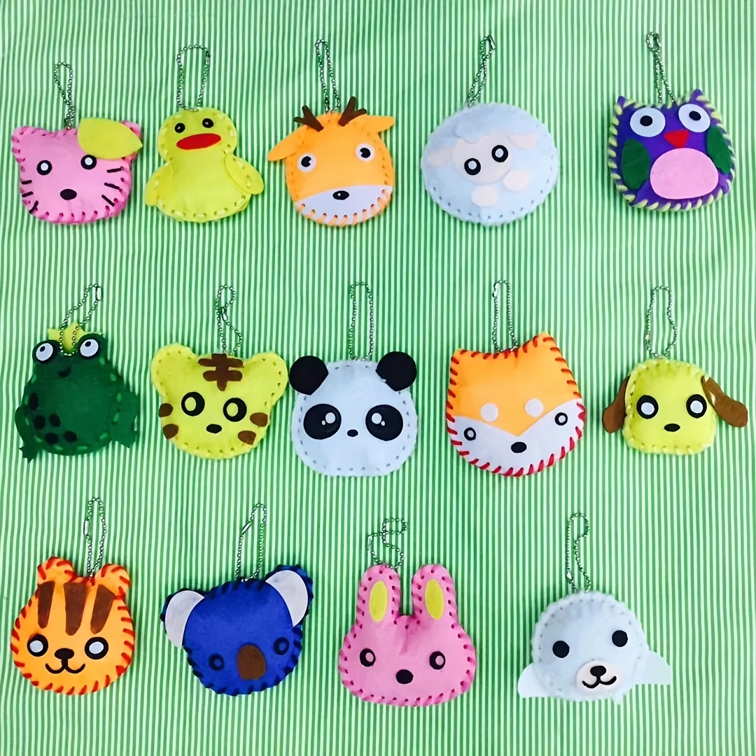 10-częściowe zabawki rzemieślnicze dla dzieci Włóknina DIY Ręcznie robiona różowa torba Brelok Ozdoby Zestawy do rękodzieła Kreatywna zabawka