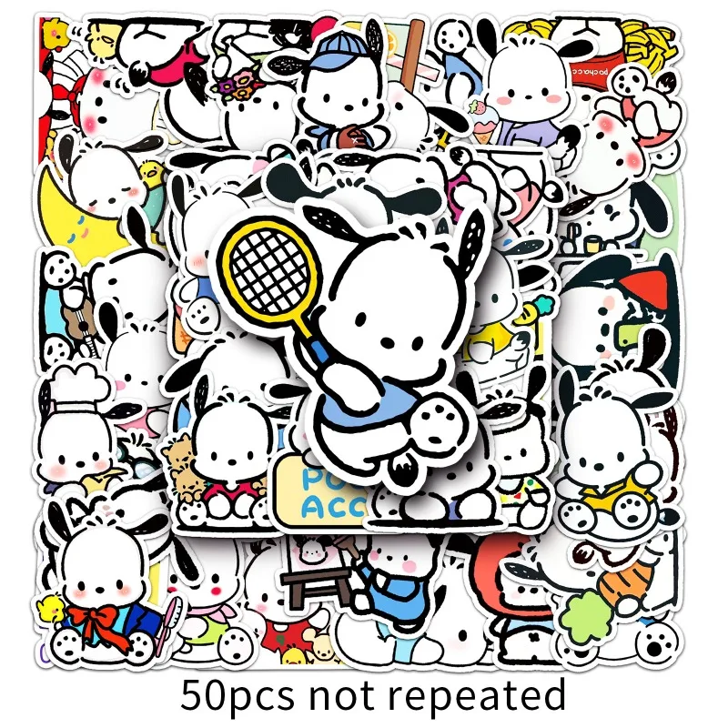 50 Stuks Sanrio Pochacco Stickers Anime Pochacco Stickers Voor Scrapbooking Laptop Koffer Waterdichte Sticker Sticker Kid Speelgoed