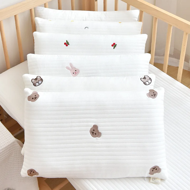 Bantal Balita Bayi Lembut 100% Katun Bordir Berlapis Bantal Tidur Siang Semua Musim dengan Barang Tempat Tidur Penutup Dapat Dilepas dan Dapat Dicuci