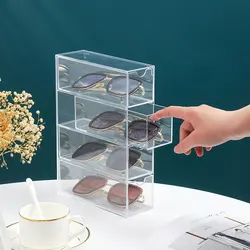 Acrylic Glasses Case Four Layers of Desktop Display Box Dustproof Drawer Style Storage Glasses Sunglasses Case