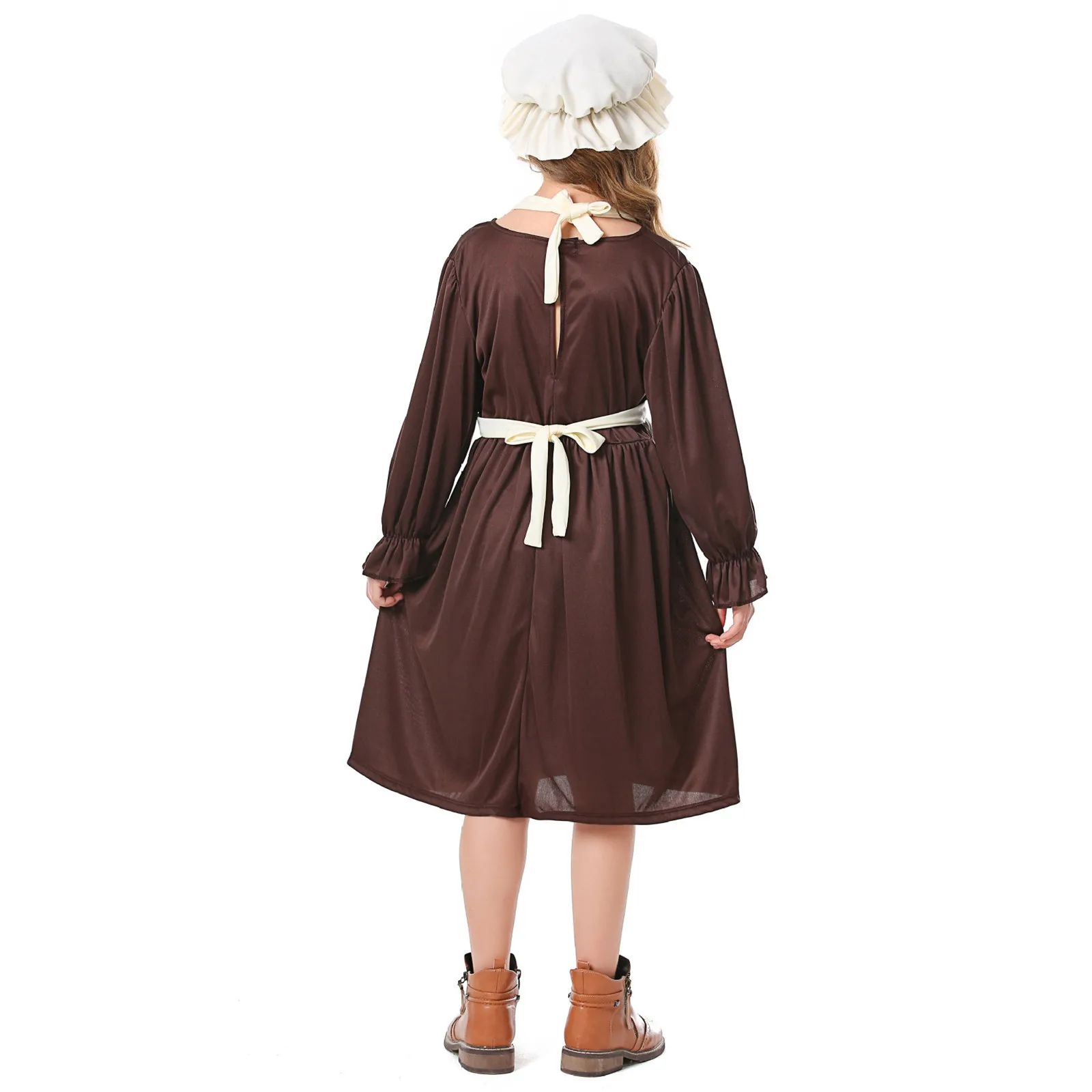 Victorian Girl Coffee Dress Child Maid Apron Costume World Folk Cluster Hooded Costumes Holiday Cosplay Performance Costume Sets