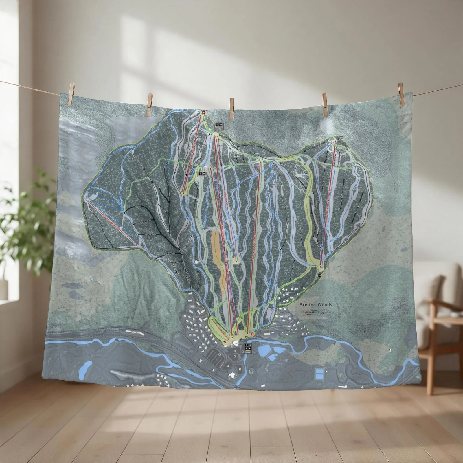 Bretton Woods Resort Trail Map Throw Blanket couch cozy soft plush fuzzy picnic outdoor blanket
