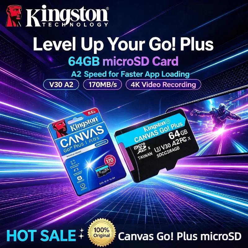 Kingston Canvas Go Plus 256GB MicroSD 200MB Read A2 U3 V30 Class10 For Smartphone Drone 4K Video Pro Core Ultra Speed New Max