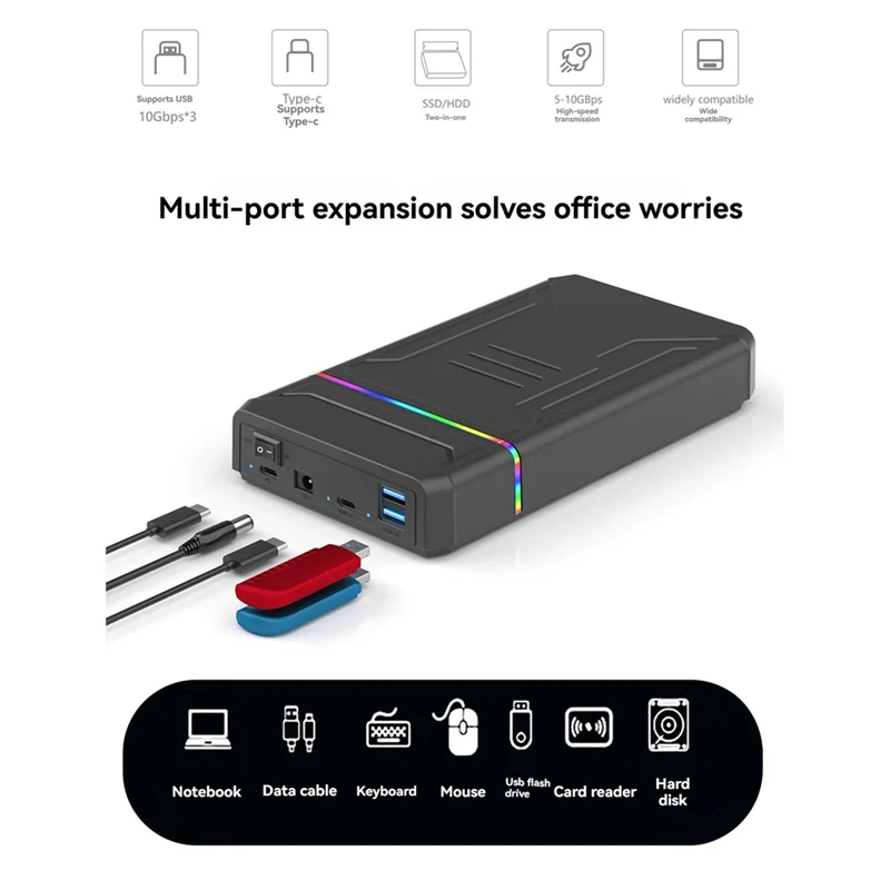Caja HDD M.2 NVME SSD de 2,5/3,5 pulgadas, caja de disco Dual, carcasa de disco duro portátil USB 3,0, caja de disco duro externo