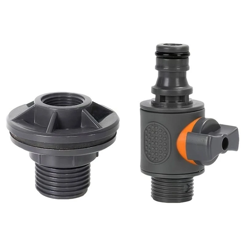 ABEZ Water Tank Adapter With Valve 3/4 Inch Straight Valve Nipple Quick Stop Connector Water Tank Adapter 3/4 Water Barrel