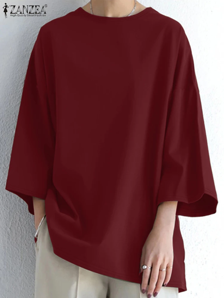 بلوزات خريف 2015 من ZANZEA بلوزات نسائية أنيقة فضفاضة بأكمام طويلة قميص عمل نسائي OL قميص كبير الحجم قمصان محبوكة متينة غير رسمية #1