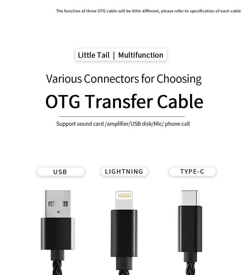 JCALLY OT4 OTG multi-function adapter cable Light-ning TPYE-C USB  interface wire control for UP5 M3X UA2 ATOM LINK2 UA5 BEAM3S