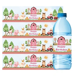 14pcs Farm Animal Bottle Stickers Carton Animal Sticker for Kids Farm Themed Birthday Party Supplies DIY Water Bottle Decoration