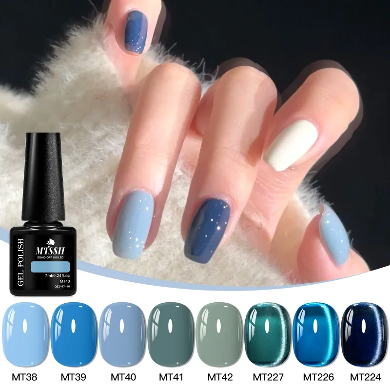 

8pcs Blue Series Magnetic Gel & Color Gel Nail Polish Set Semi Permanent Soak Off UV LED Gel Varnish Manicure DIY Nail Supplies