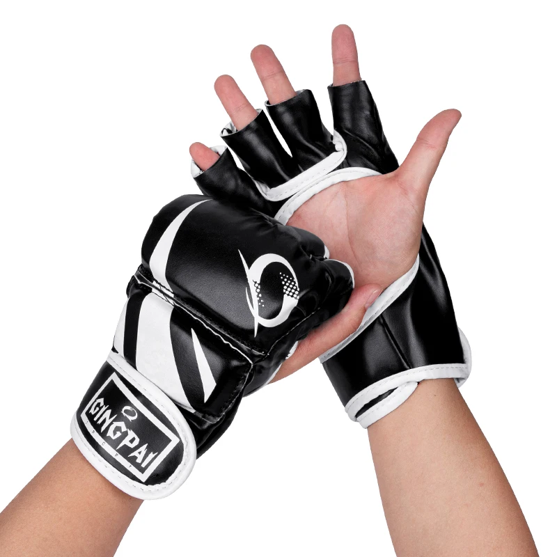 

Half Finger Boxing Training Gloves, Wearable PU Hand Protective Gloves, Tear Resistant, Breathable, Durable for Sports Supplies