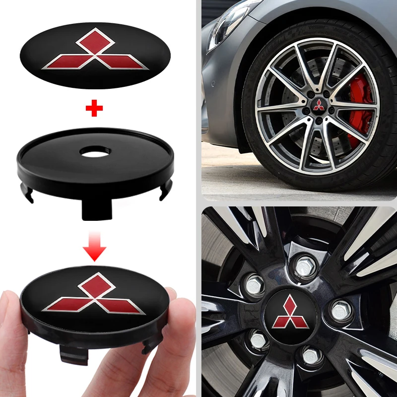 4pcs 60mm Car Wheel Center Cover Hub Cap Auto Decoration Accessories For Mitsubishi Lancer 9 10 EX Asx Outlander 3 Pajero 4 l200