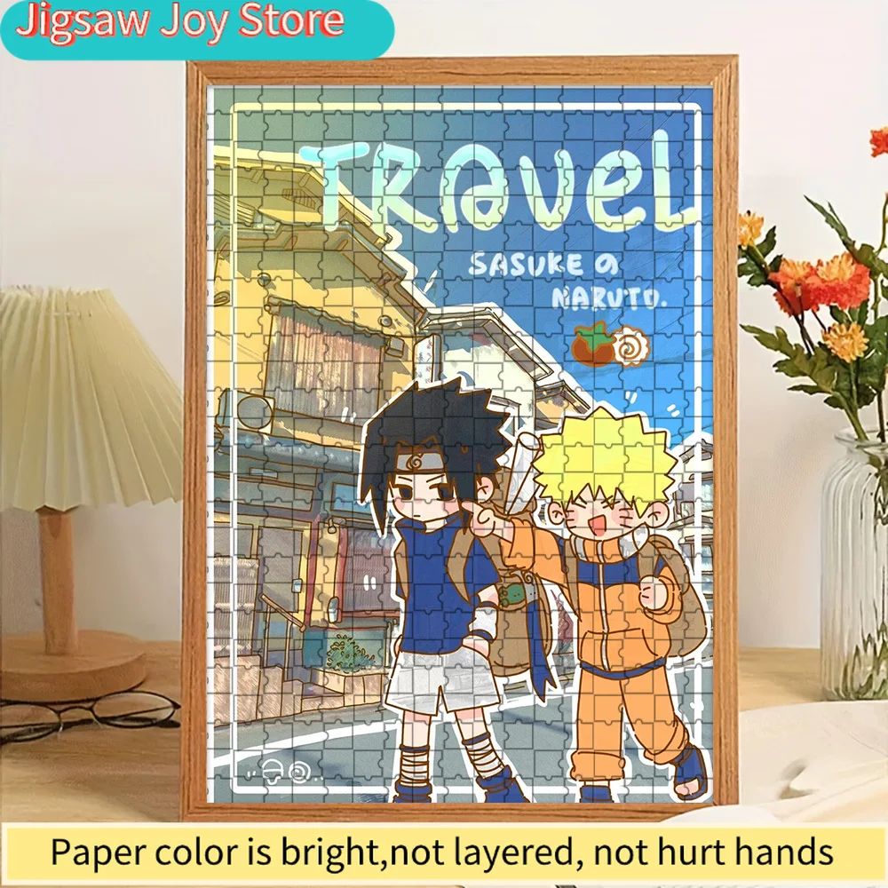 

Anime Naruto Sasuke & Naruto Chibi Travel Street Scene Paper Puzzle, Premium High Definition Vivid Print, Smooth Burr-Free Inter