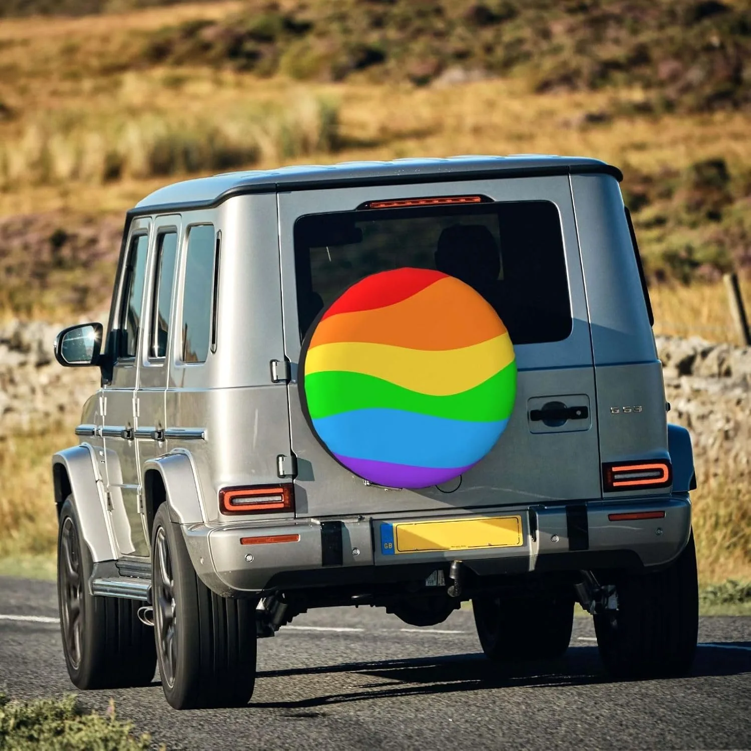 1 Stück robuste, wasserdichte LGBT-Regenbogen-Reserveradabdeckung – passend für SUV, Wohnmobil, LKW, Anhänger, mehrfarbiges Rad mit robustem Rad