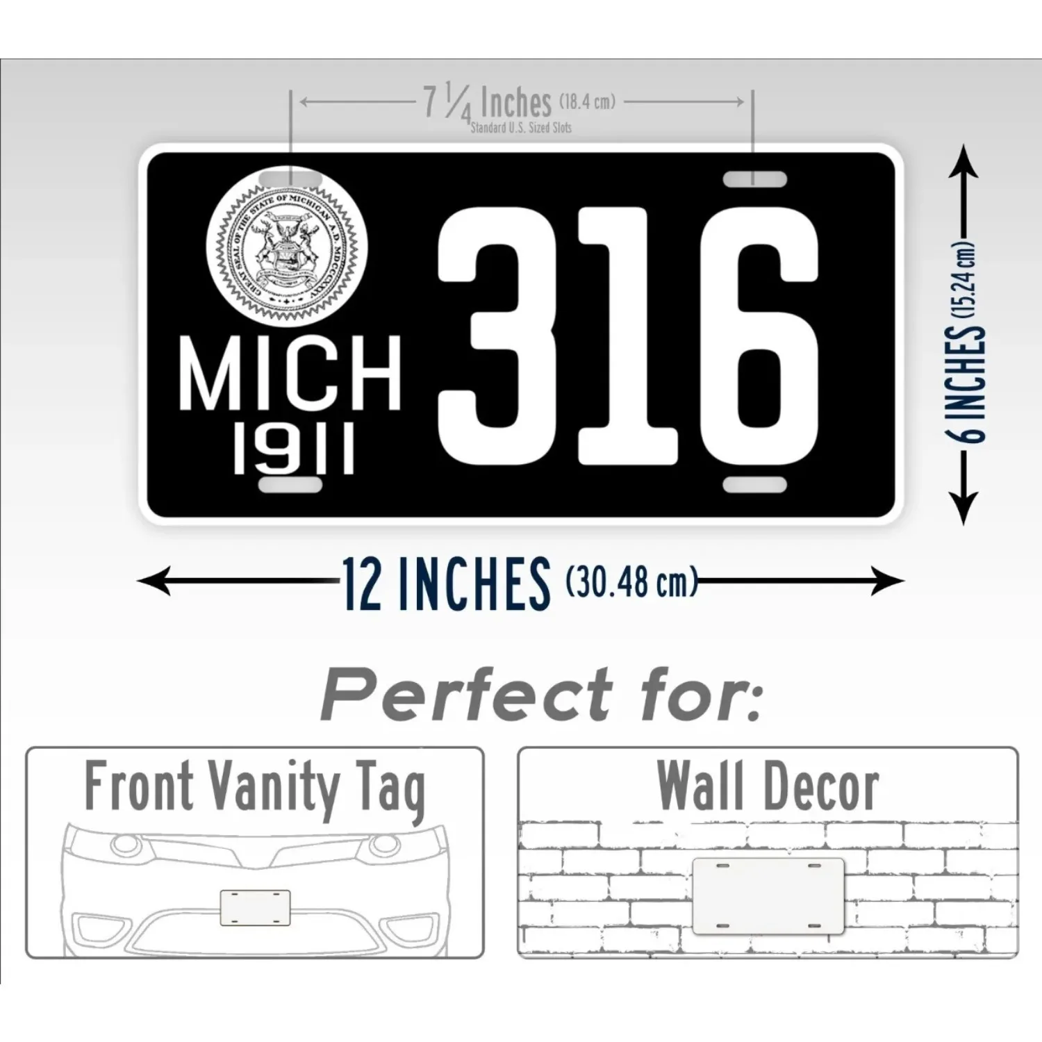 Personalized Retro Michigan State Replica Metal Decorative Tag Waterproof Dustproof Ideal for Car Interior & Auto Decor