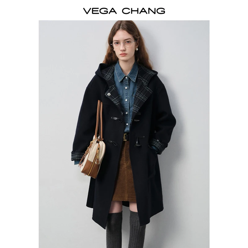 

Vega Chang New Winter Women's Wool Double-Sided Coat Hepburn Style Double-Breasted Long Coat [Wool Material]