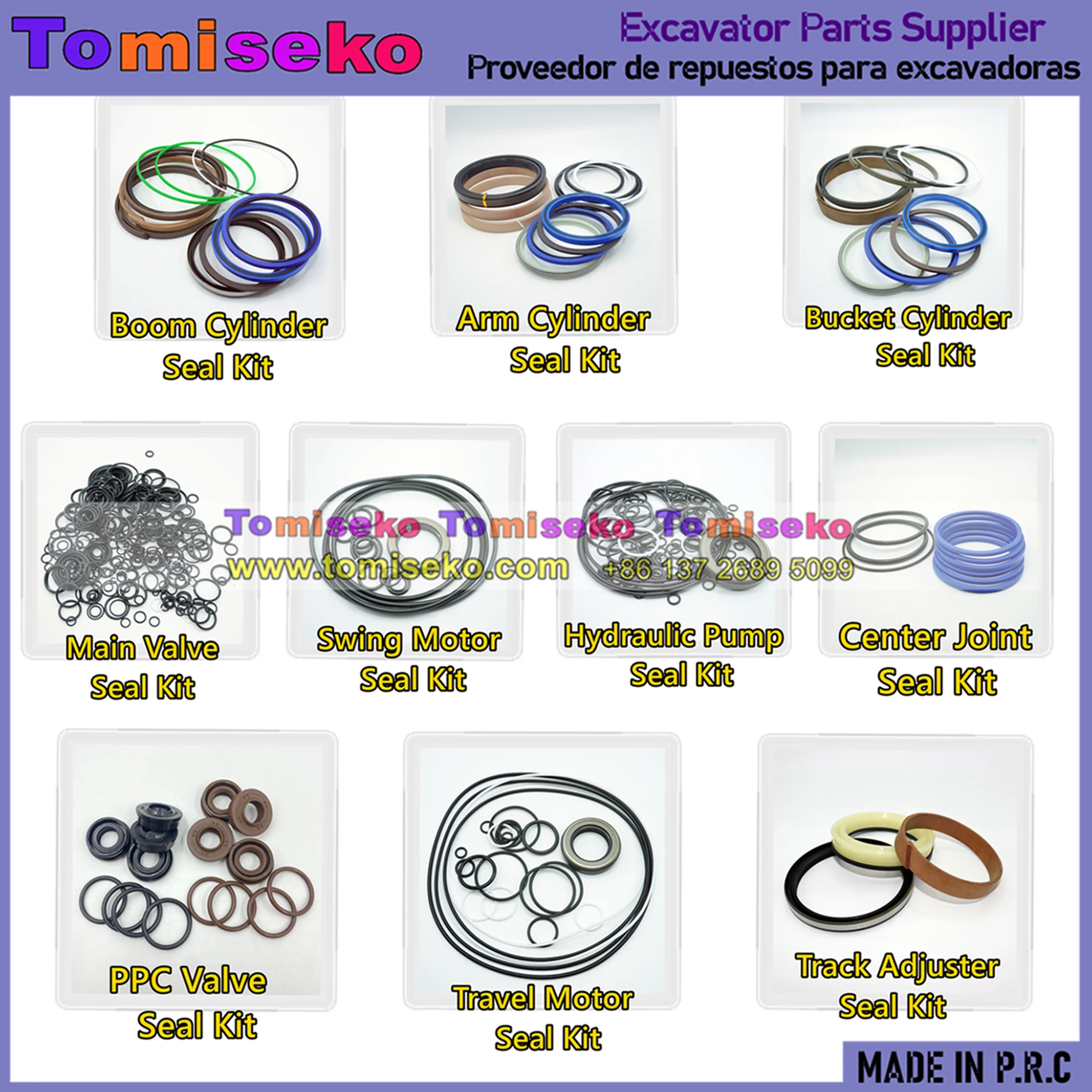 Seal Kit For Komatsu PC270-8 Excavatora Boom Arm Bucket Cylinder Hydraulic Pump Swing Travel Motor Center Joint Track Adjuster