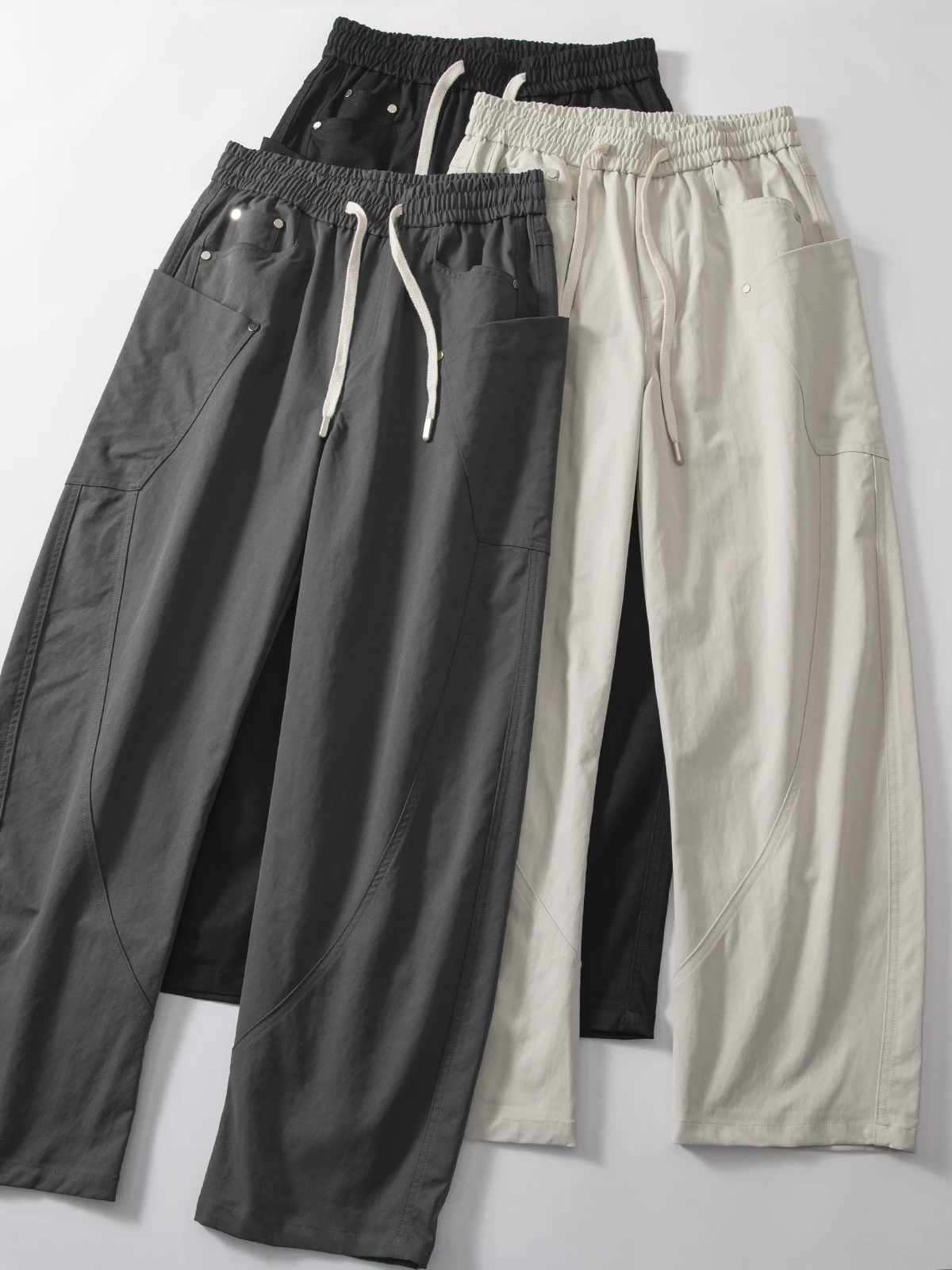 

Men's Casual Workwear Long Pants Autumn Comfortable Breathable Drapey Knife Pants Elastic Waist Straight Leg Polyester F...