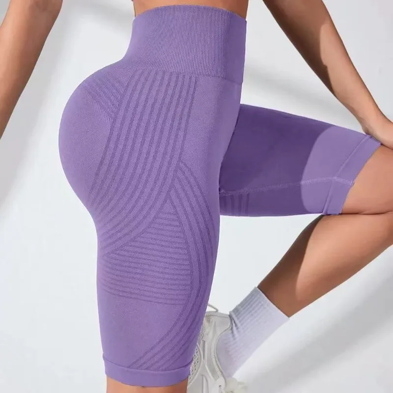 Women High Waist Butt Lifting 3D Anti Cellulite Biker Shorts Seamless Slim Yoga Shorts Gym Workout Run High Elastic Gym Shorts