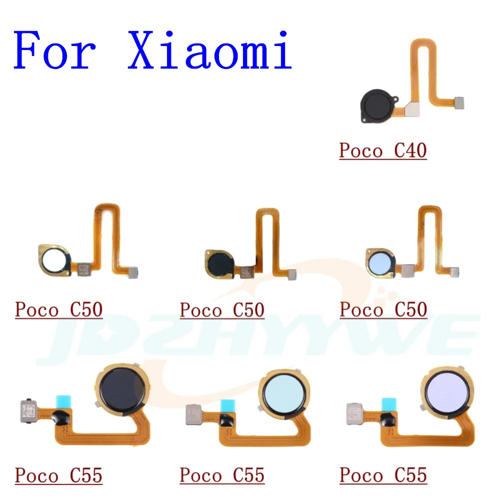 For Xiaomi Poco C40 C50 C55 Home Button Back Touch ID Scanner Fingerprint Sensor Flex Cable Phone Parts