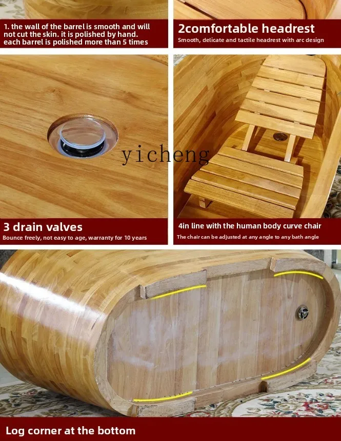 

LX Wooden Barrel Bath Bucket Adult Soaking Bucket Household Solid Wood Bathing Bucket for Adults