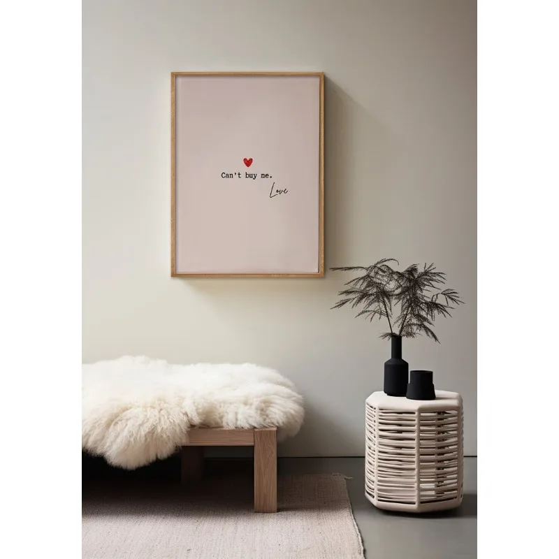 

Love Wall Art, Can't Buy Love Wall Art Poster, Frameless Typography Canvas Painting for Living Room Decortions Valentines Gifts