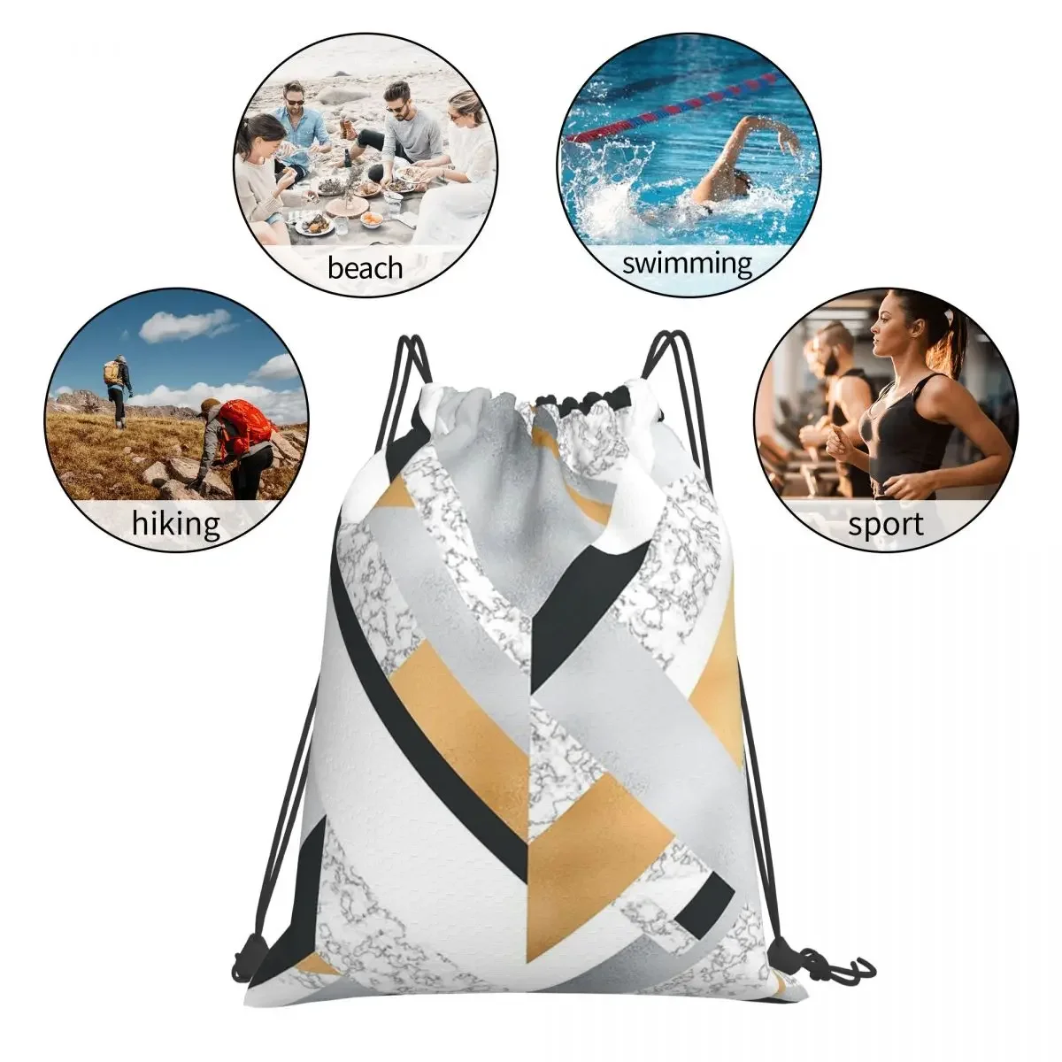 Mochilas geo abstratas para homens e mulheres, sacos de cordão portáteis casuais, bolso para pacotes, bolsa para estudantes