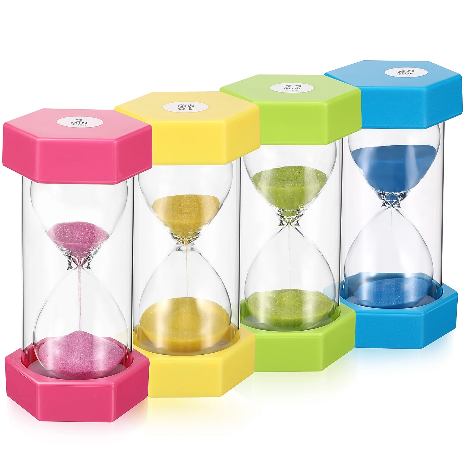 

4Pcs Colorful Sand Timers 3 10 15 30 Minutes Visual Timer for Classroom Home Office Task Management