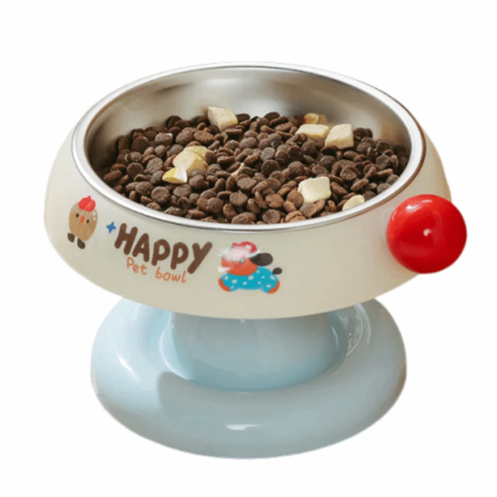 

Stainless Steel Pet High Footed Bowl Cartoon Anti Vomiting Cat Food Water Bowl Anti Slip Large Capacity Elevated Pet Feeder Bowl
