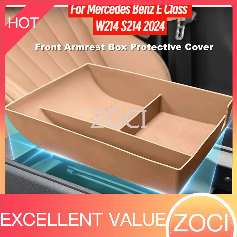 ZOCI para Mercedes Benz Clase E W214 S214 2024, Accesorios Interiores para Auto, Caja de Almacenamiento para Apoyabrazos Delantero, Cubierta Protectora de Silicona