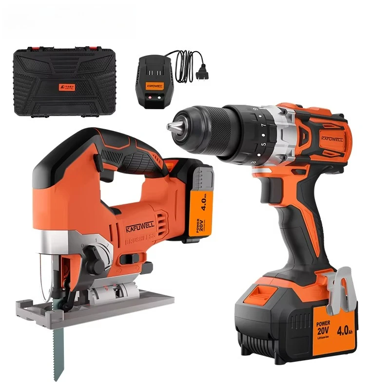 

PA4546H Cordless Rechargeable Lithium Battery Professional Curved Saw Impact Drill Kit Electric Power Tool Set