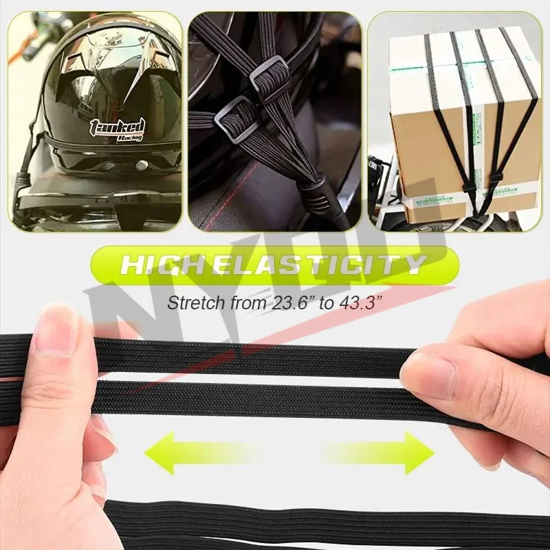 60CM 90CM Motorcycle Helmet Straps Moto Accessories Hooks Luggage Retractable Elastic Rope Fixed Strap Motos Helmets Luggage Net