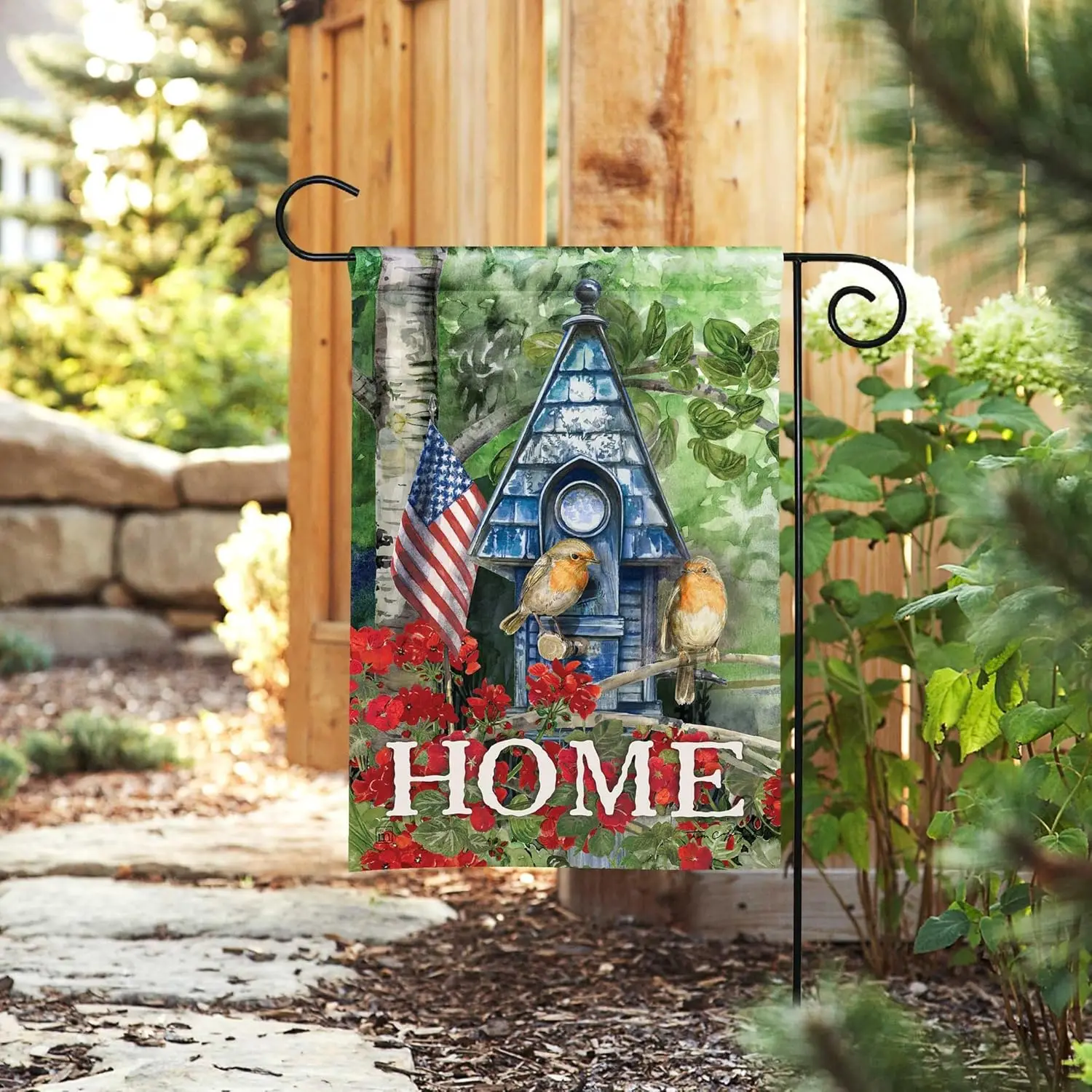 Studio M Double Sided Outdoor Flag Decoration for Landscaping, Gardens, and Yards, Standard 12.5 x 18 Inch SolarSilk Fabric, LLG