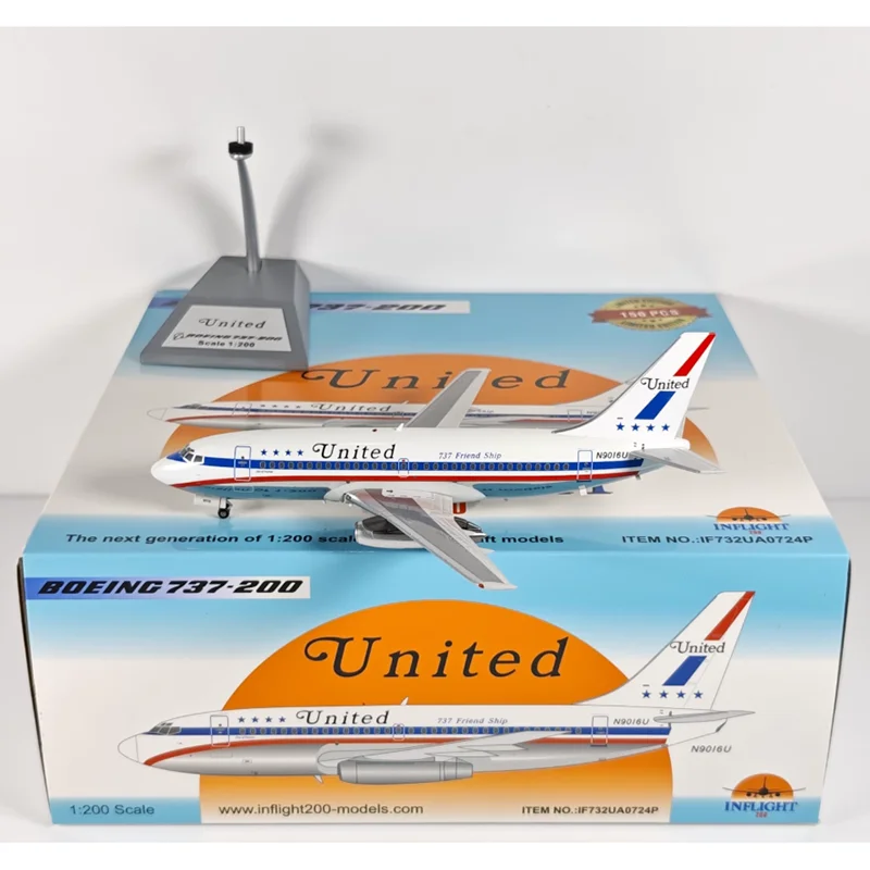 

Литой под давлением Inflight масштаб 1/200 United Airlines B737-200 N9016U, модель самолета из сплава, Коллекционный декоративный предмет